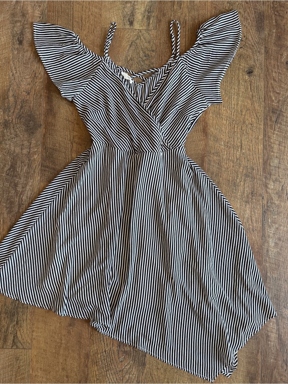 Maurices Women’s Spaghetti Adjustable Strap V-Neck Asymmetrical Hem Dress Back W
